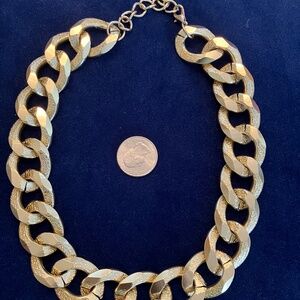 Vintage Chunky Chain Choker Necklace, Smooth Textured Links, 20" by 1", 1980s